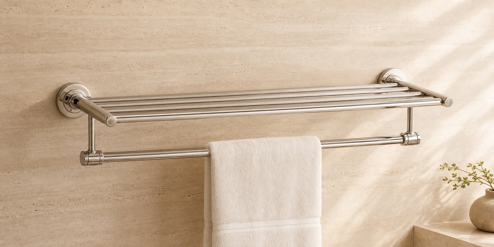 Chrome bathroom towel rack