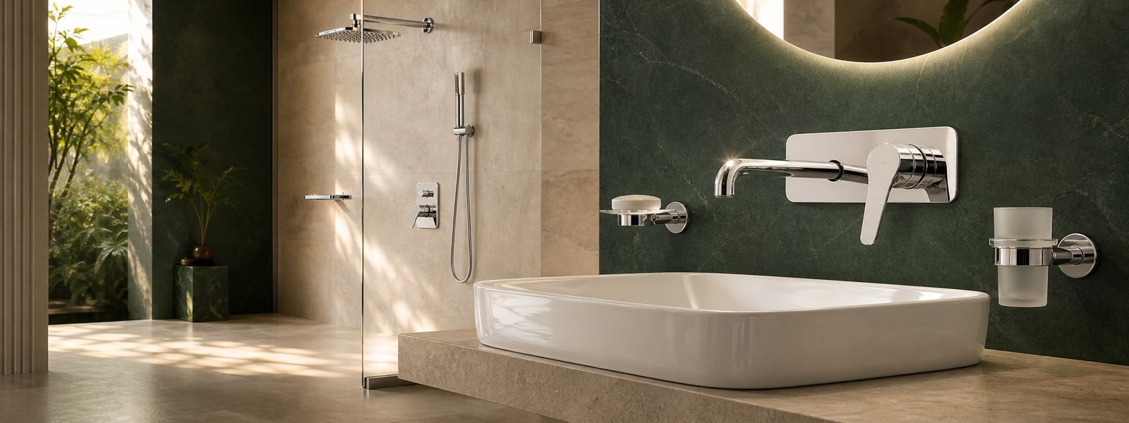 A coordinated Gribon bathroom fittings collection