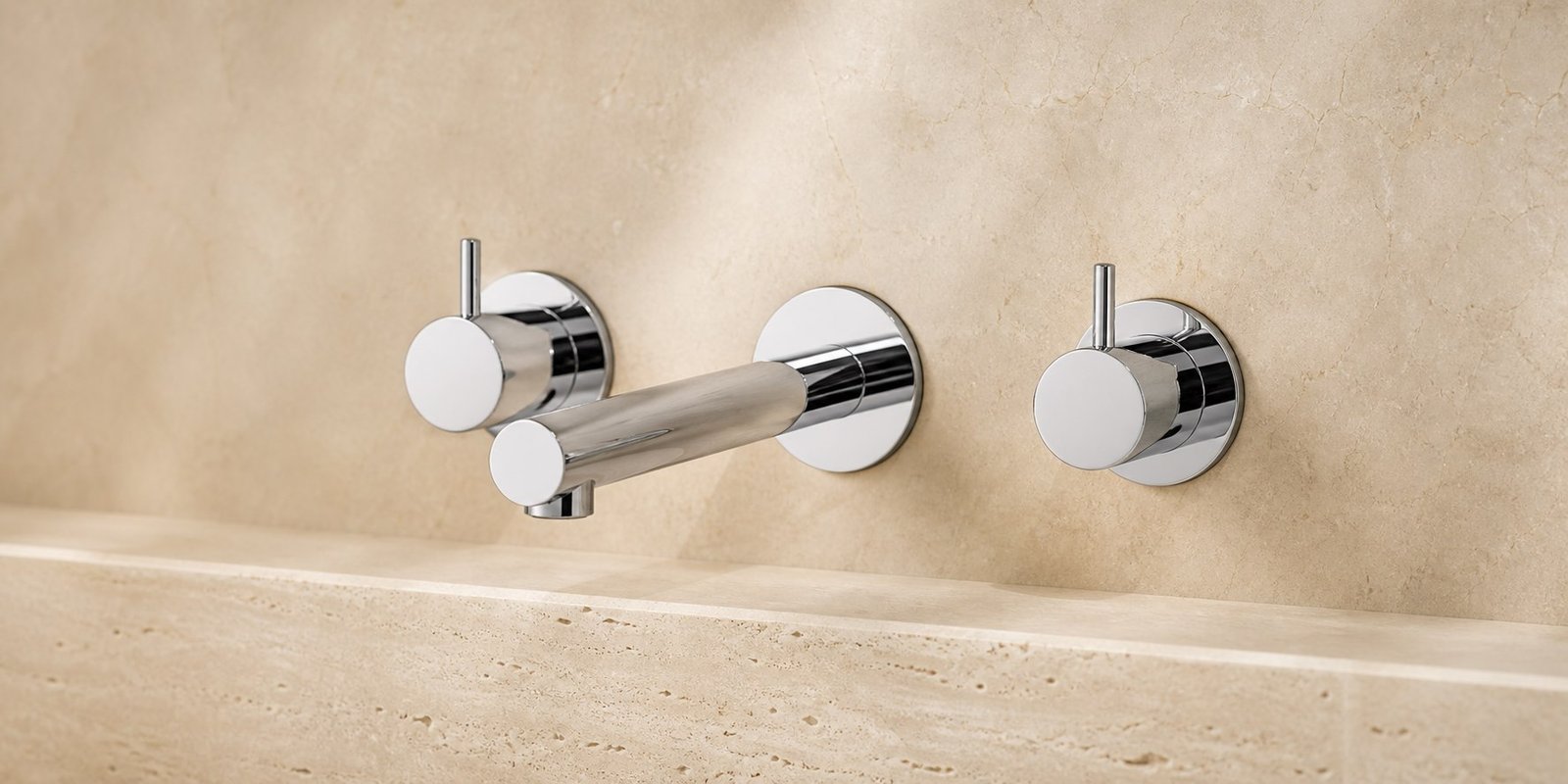 Chrome wall mixer faucet